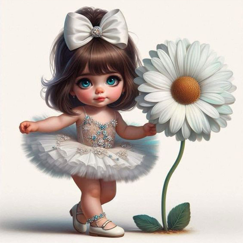 Ballet Girl With Flowers - Full Round Drill Diamond Painting 30*30CM