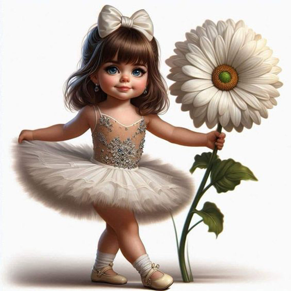 Ballet Girl With Flowers - Full Round Drill Diamond Painting 30*30CM