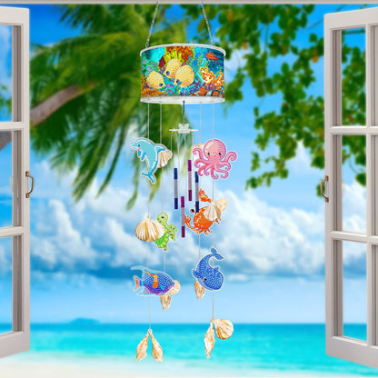 Marine Life Diamond Painting Wind Chime DIY Rhinestones Wind Chime Kit