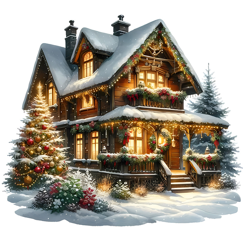 Christmas Cottage - Full Round Drill Diamond Painting 30*30CM