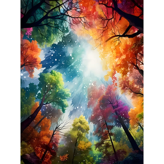 Oil Painting Forest - Full Round Drill Diamond Painting 30*40CM