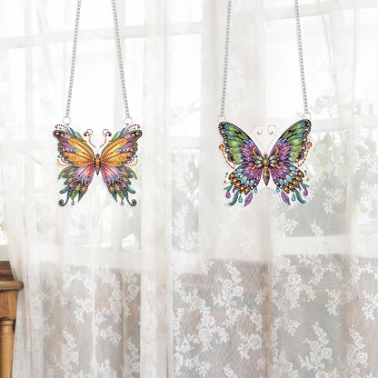 2Pcs PET Special Shaped Butterfly Diamond Painting Hanging Decor Bedroom Decor