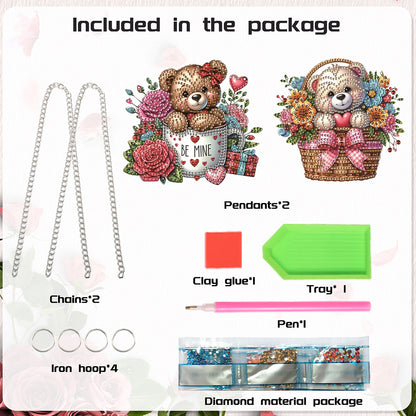 2Pcs PET Special Shaped Flower Basket Bear Diamond Painting Hanging Decoration