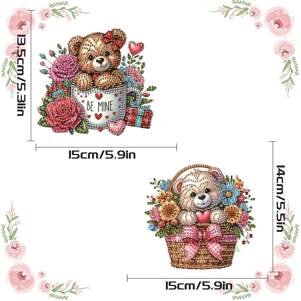 2Pcs PET Special Shaped Flower Basket Bear Diamond Painting Hanging Decoration