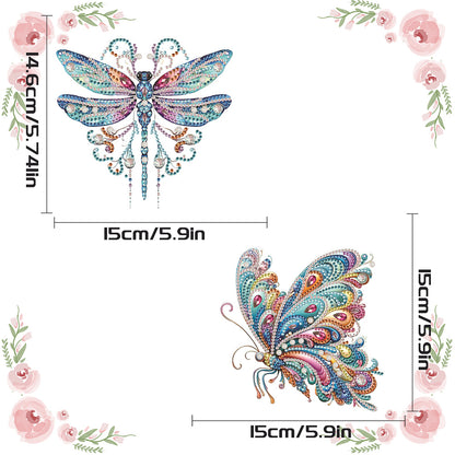 2Pcs PET Special Shaped Dragonfly Butterfly Diamond Painting Hanging Decoration