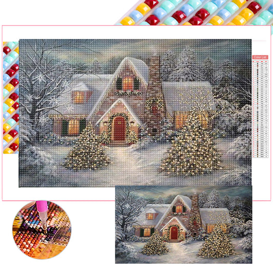 Christmas Snow House - Full Square Drill Diamond Painting 70*50CM