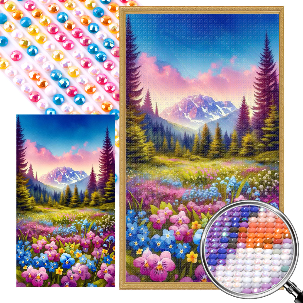 Garden Snow Mountain - Full AB Round Drill Diamond Painting 40*70CM