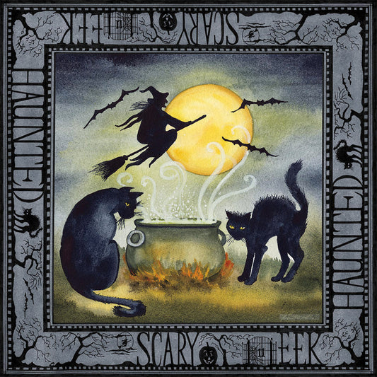 Halloween Skeleton Witch Cat - Full Round Drill Diamond Painting 40*40CM