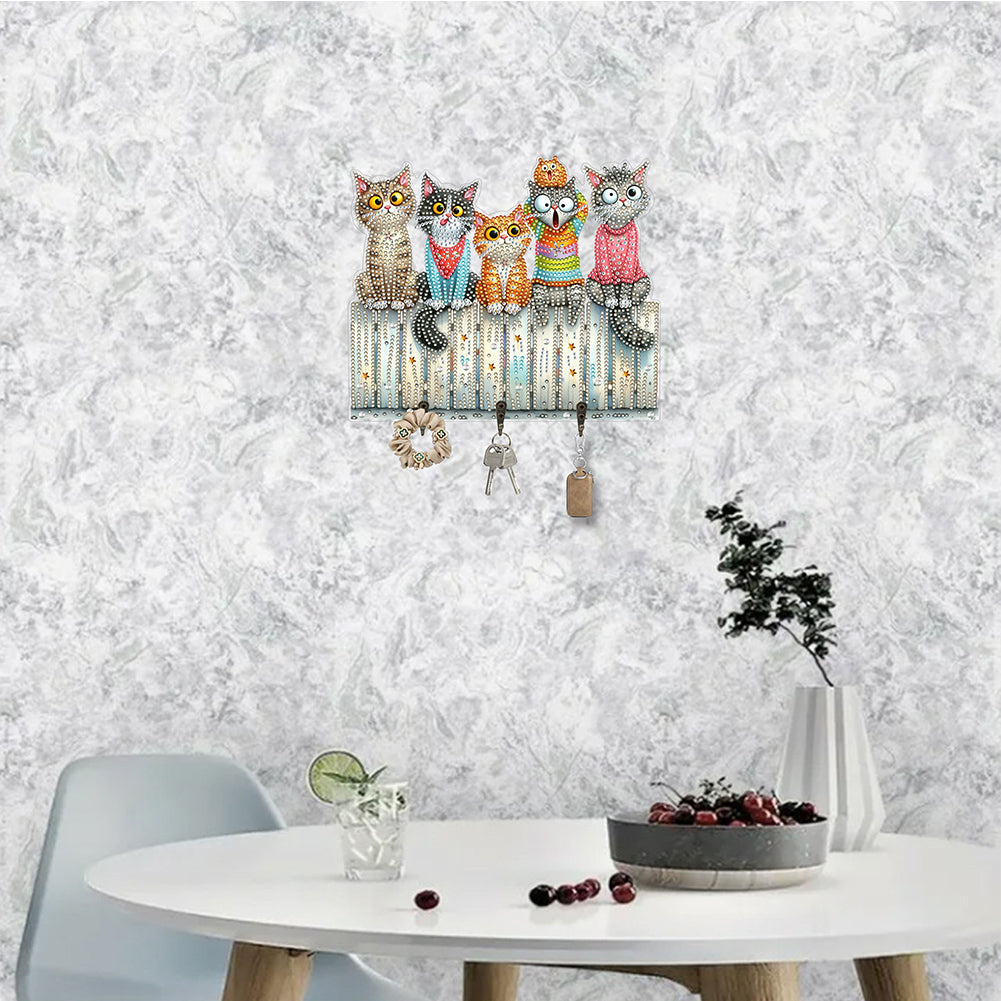 Funny Kitten DIY Diamond Painting Art Hooks Wall Hooks for Home Office Decor