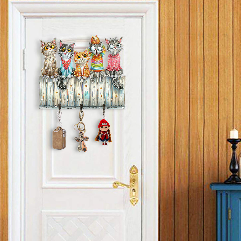 Funny Kitten DIY Diamond Painting Art Hooks Wall Hooks for Home Office Decor