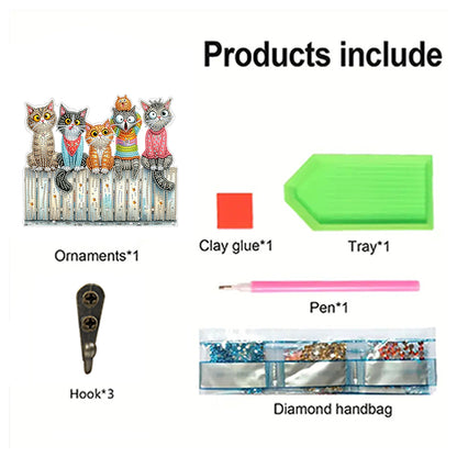 Funny Kitten DIY Diamond Painting Art Hooks Wall Hooks for Home Office Decor