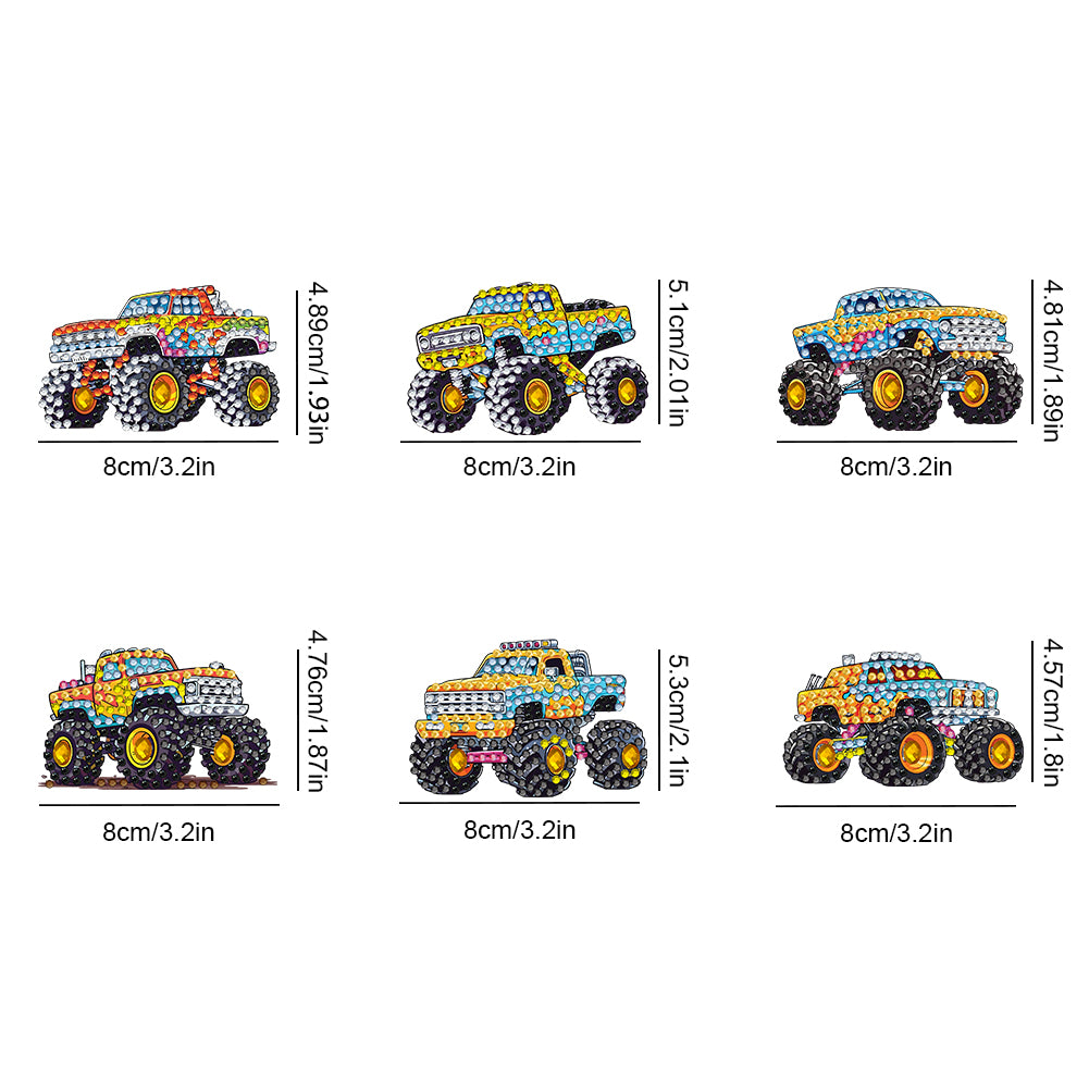 6Pcs Acrylic Special Shape Off-road Vehicle Diamond Painting Fridge Magnet