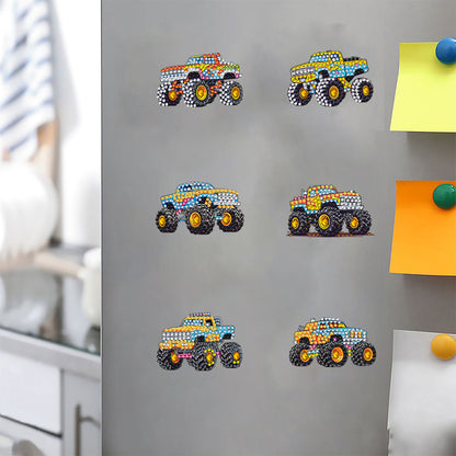 6Pcs Acrylic Special Shape Off-road Vehicle Diamond Painting Fridge Magnet