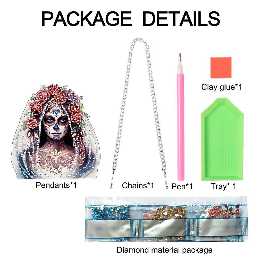 Halloween Skeleton Special Shape Diamond Painting Art Pendants for Wall Decor