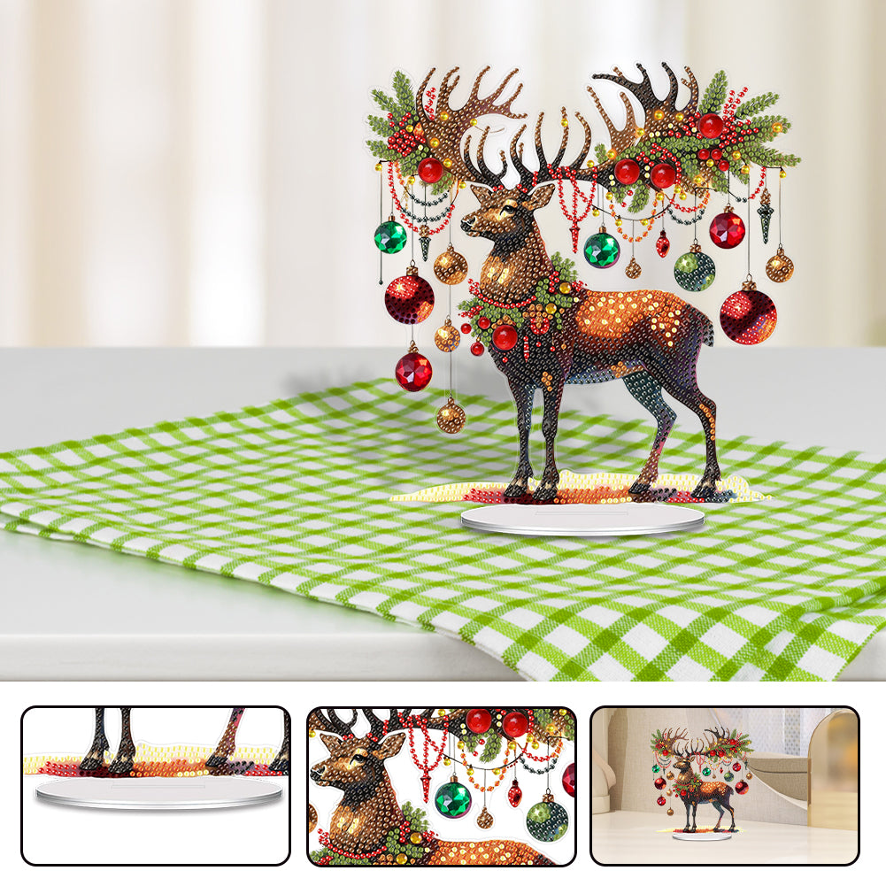 Acrylic Christmas Elk Diamond Painting Desktop Ornaments Bedroom Table Decor