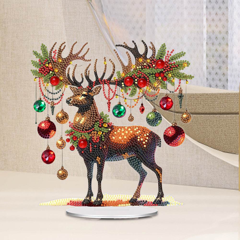 Acrylic Christmas Elk Diamond Painting Desktop Ornaments Bedroom Table Decor