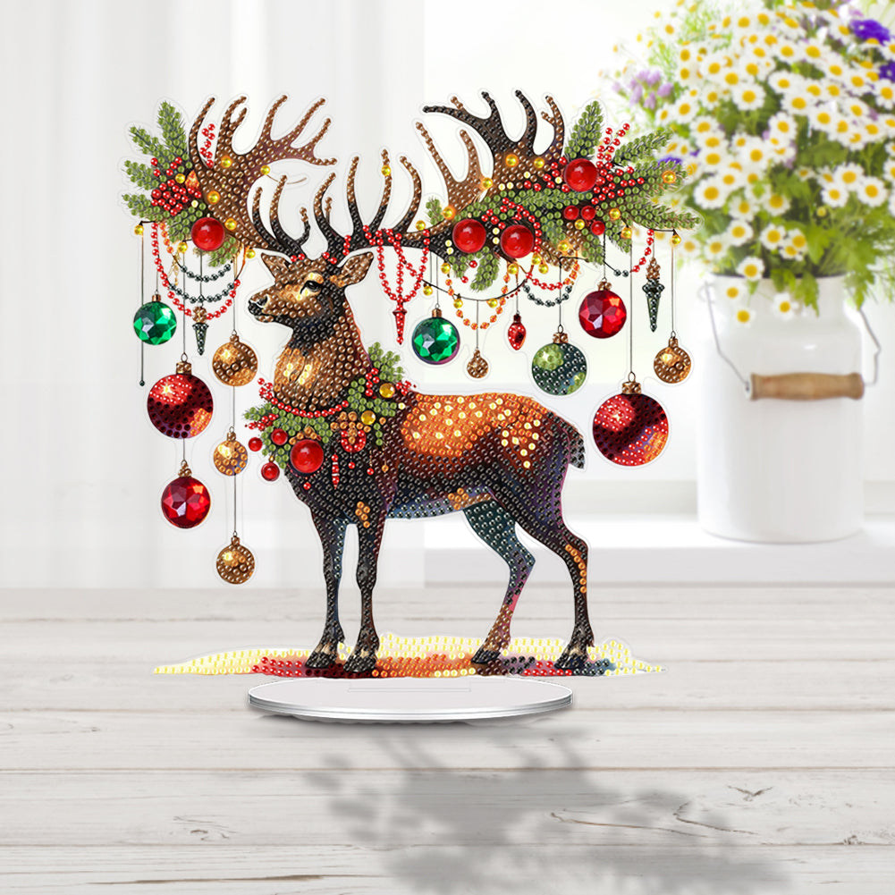 Acrylic Christmas Elk Diamond Painting Desktop Ornaments Bedroom Table Decor