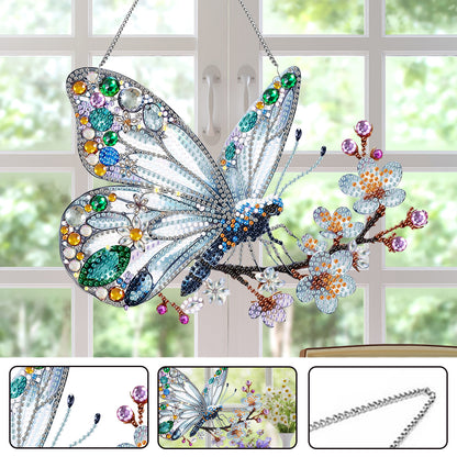 Acrylic Special Shape Butterfly Cherry Blossom Diamond Painting Hanging Pendant