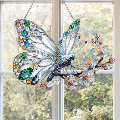 Acrylic Special Shape Butterfly Cherry Blossom Diamond Painting Hanging Pendant