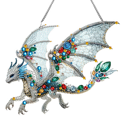 Acrylic Special Shape Gemstone Flying Dragon Diamond Painting Hanging Pendant