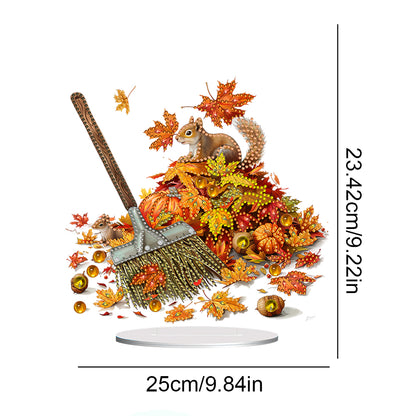Special Shape Maple Leaf Squirrel Desktop Diamond Art Kits Bedroom Table Decor