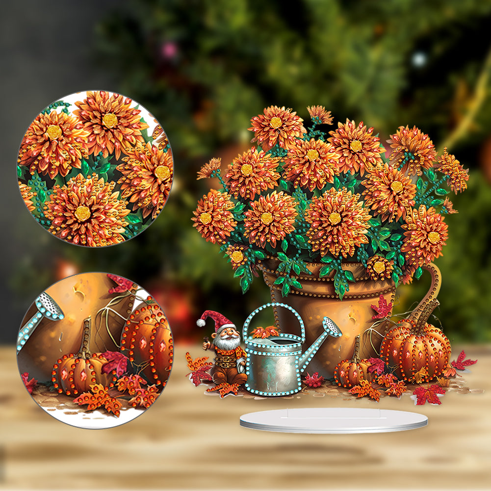 Special Shape Autumn Flower Desktop Diamond Art Kits Bedroom Table Decor
