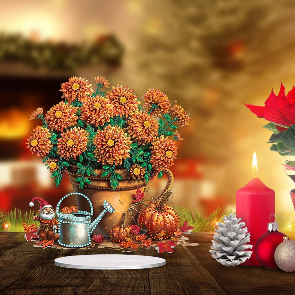 Special Shape Autumn Flower Desktop Diamond Art Kits Bedroom Table Decor