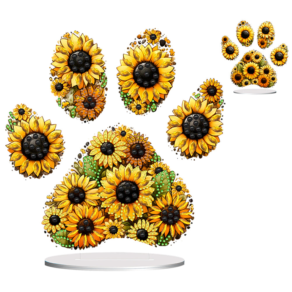 Special Shape Sunflower Paw Diamond Painting Desktop Decorations for Home Decor