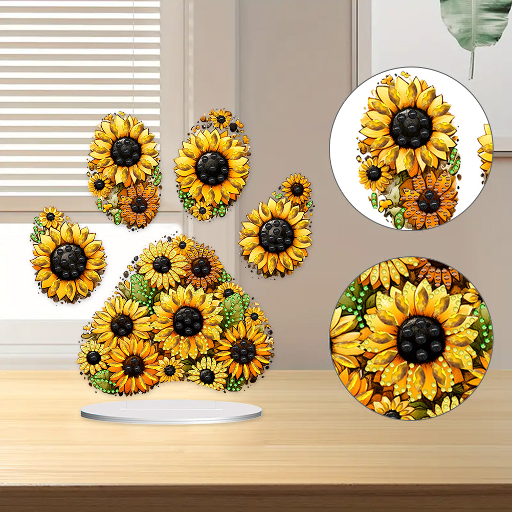 Special Shape Sunflower Paw Diamond Painting Desktop Decorations for Home Decor