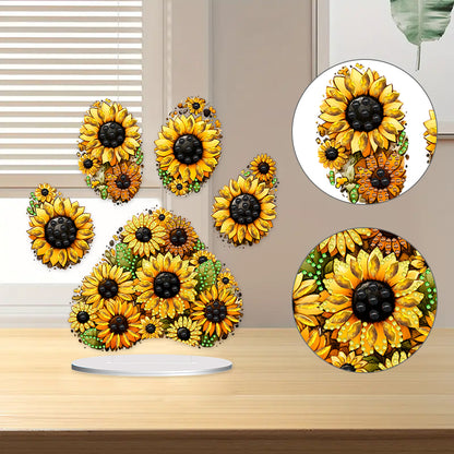 Special Shape Sunflower Paw Diamond Painting Desktop Decorations for Home Decor
