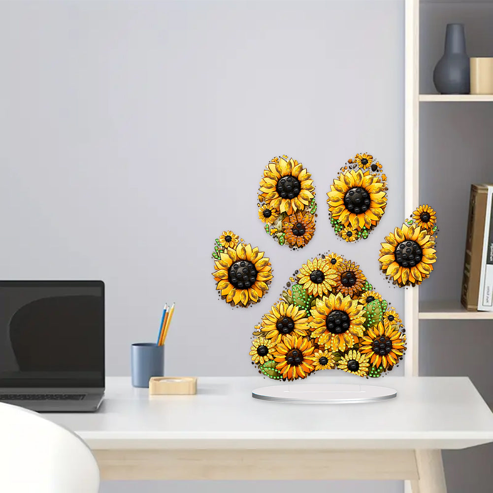 Special Shape Sunflower Paw Diamond Painting Desktop Decorations for Home Decor