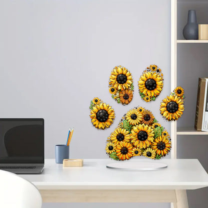 Special Shape Sunflower Paw Diamond Painting Desktop Decorations for Home Decor