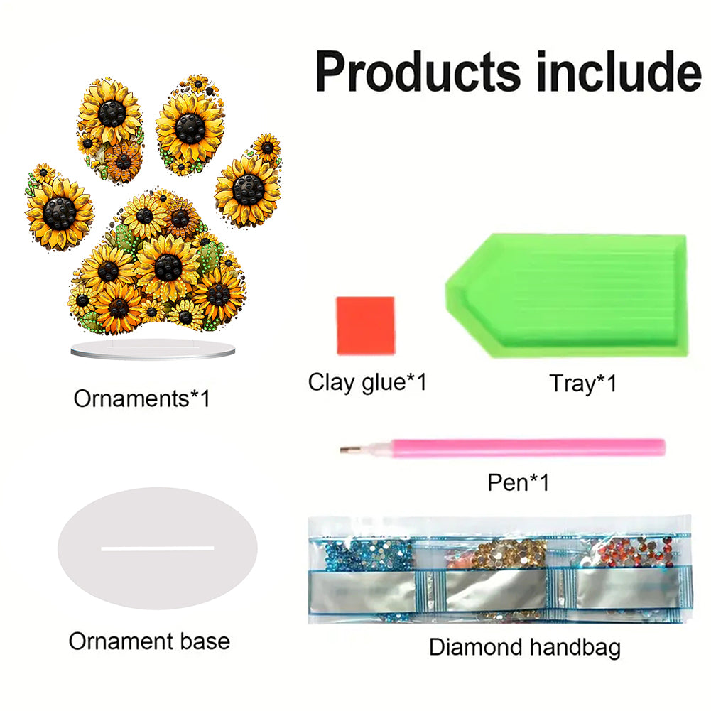 Special Shape Sunflower Paw Diamond Painting Desktop Decorations for Home Decor
