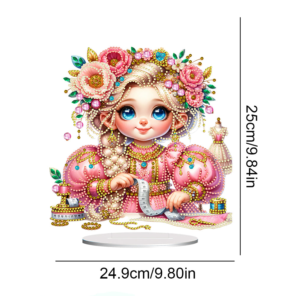PVC Special Shaped Sewing Machine Girl Desktop Diamond Art Kits Bedroom Decor