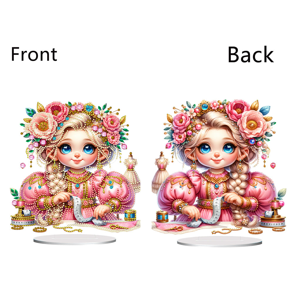 PVC Special Shaped Sewing Machine Girl Desktop Diamond Art Kits Bedroom Decor