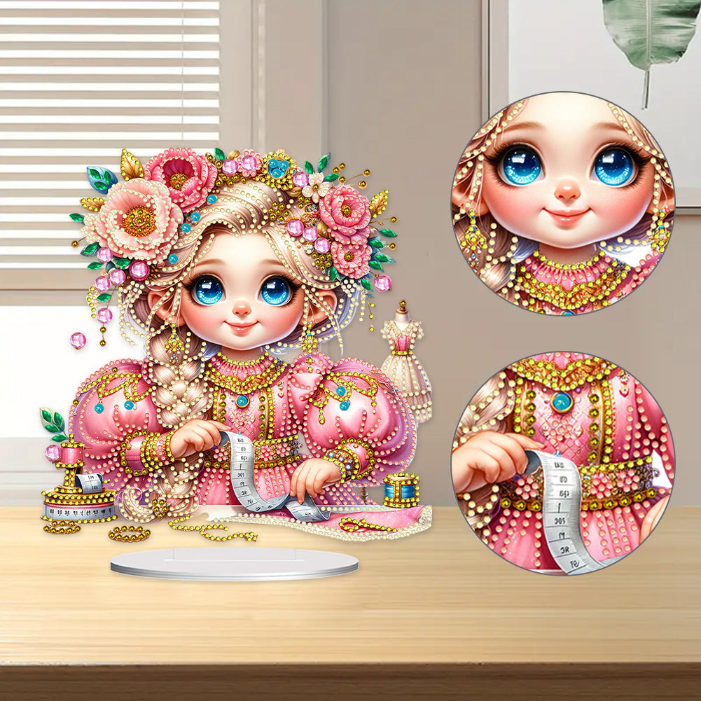 PVC Special Shaped Sewing Machine Girl Desktop Diamond Art Kits Bedroom Decor