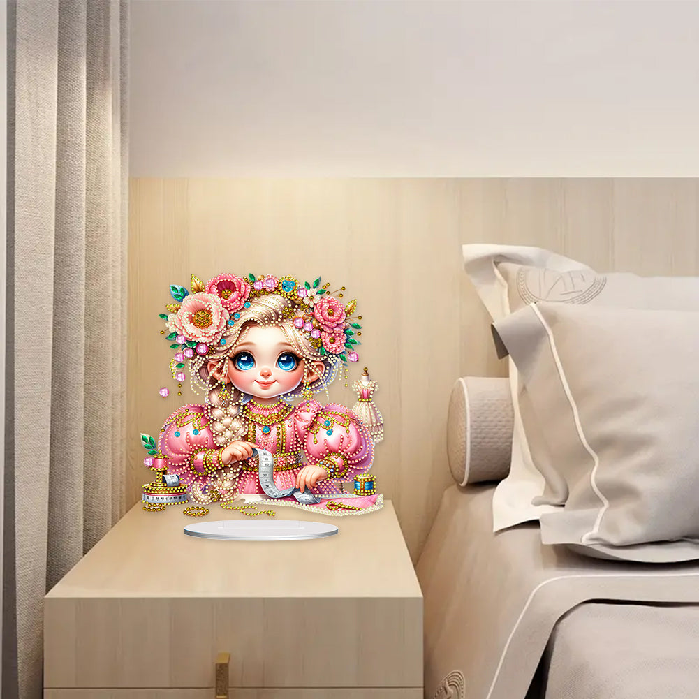 PVC Special Shaped Sewing Machine Girl Desktop Diamond Art Kits Bedroom Decor
