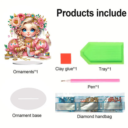 PVC Special Shaped Sewing Machine Girl Desktop Diamond Art Kits Bedroom Decor