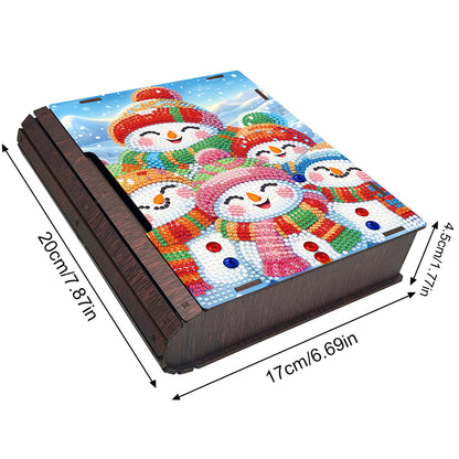 Wooden Snowman 5D DIY Diamond Jewelry Case Mosaic Craft Set for Rings Bracelets