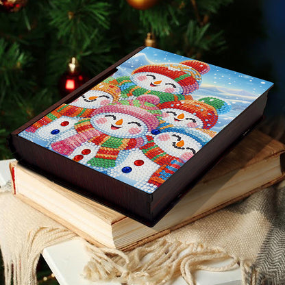 Wooden Snowman 5D DIY Diamond Jewelry Case Mosaic Craft Set for Rings Bracelets