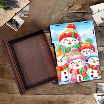 Wooden Snowman 5D DIY Diamond Jewelry Case Mosaic Craft Set for Rings Bracelets