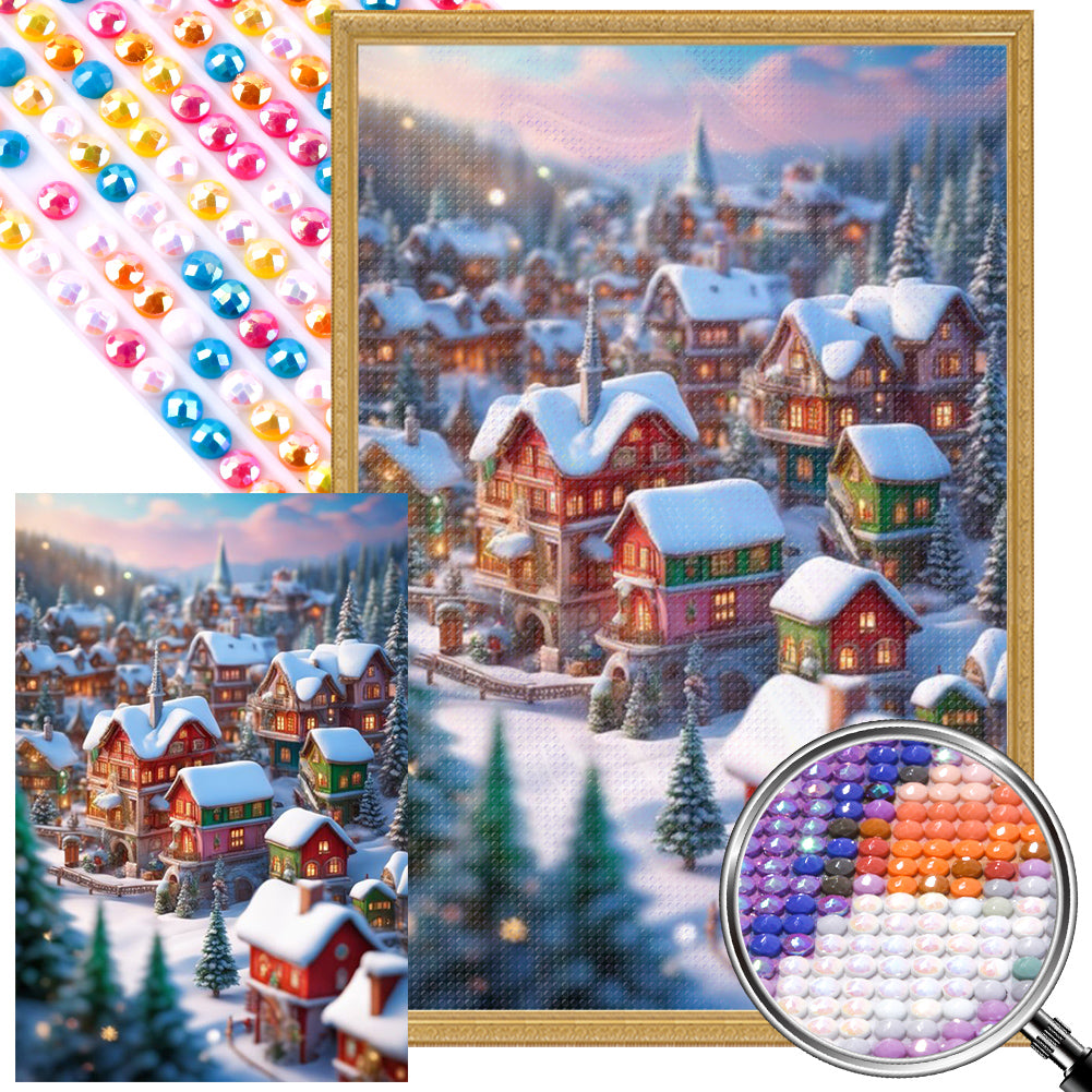 Winter Town - Full AB Round Drill Diamond Painting 40*60CM