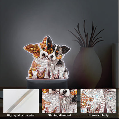 Cute Animal Diamond Painting LED Lamp Diamond Painting Night Light (Dog)