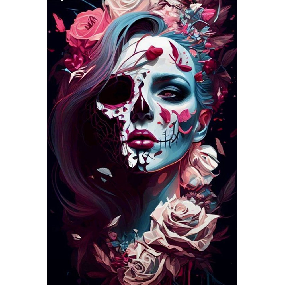 Halloween Skull Girl Shattered Rose - Full Round Drill Diamond Painting 40*60CM