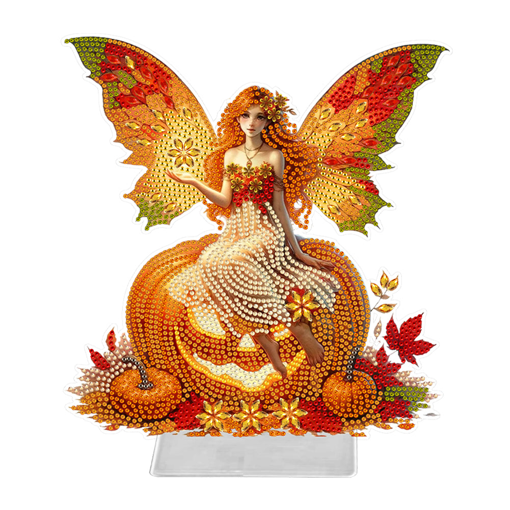 Acrylic Special Shape Pumpkin Butterfly Girl Desktop Diamond Painting Decor