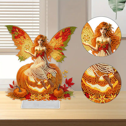 Acrylic Special Shape Pumpkin Butterfly Girl Desktop Diamond Painting Decor