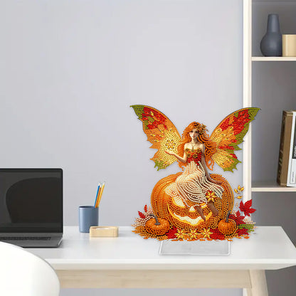 Acrylic Special Shape Pumpkin Butterfly Girl Desktop Diamond Painting Decor