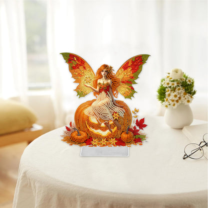 Acrylic Special Shape Pumpkin Butterfly Girl Desktop Diamond Painting Decor