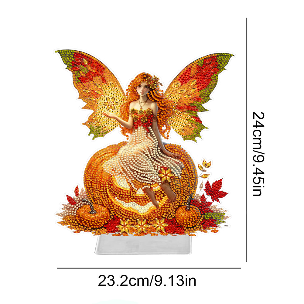 Acrylic Special Shape Pumpkin Butterfly Girl Desktop Diamond Painting Decor