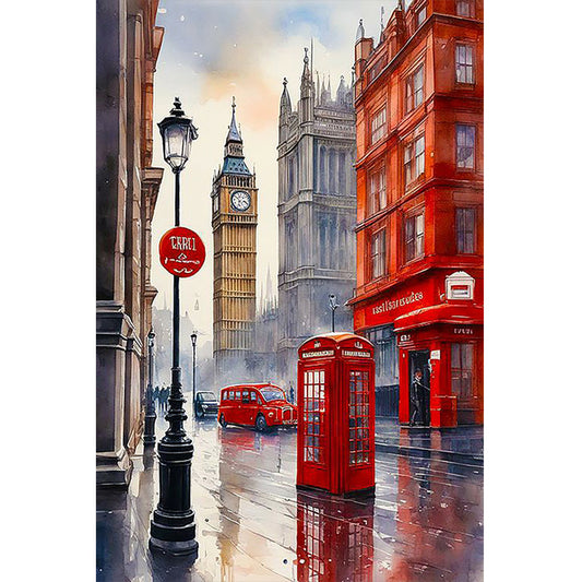 Big Ben Red House Telephone Booth - Full Round Drill Diamond Painting 40*60CM